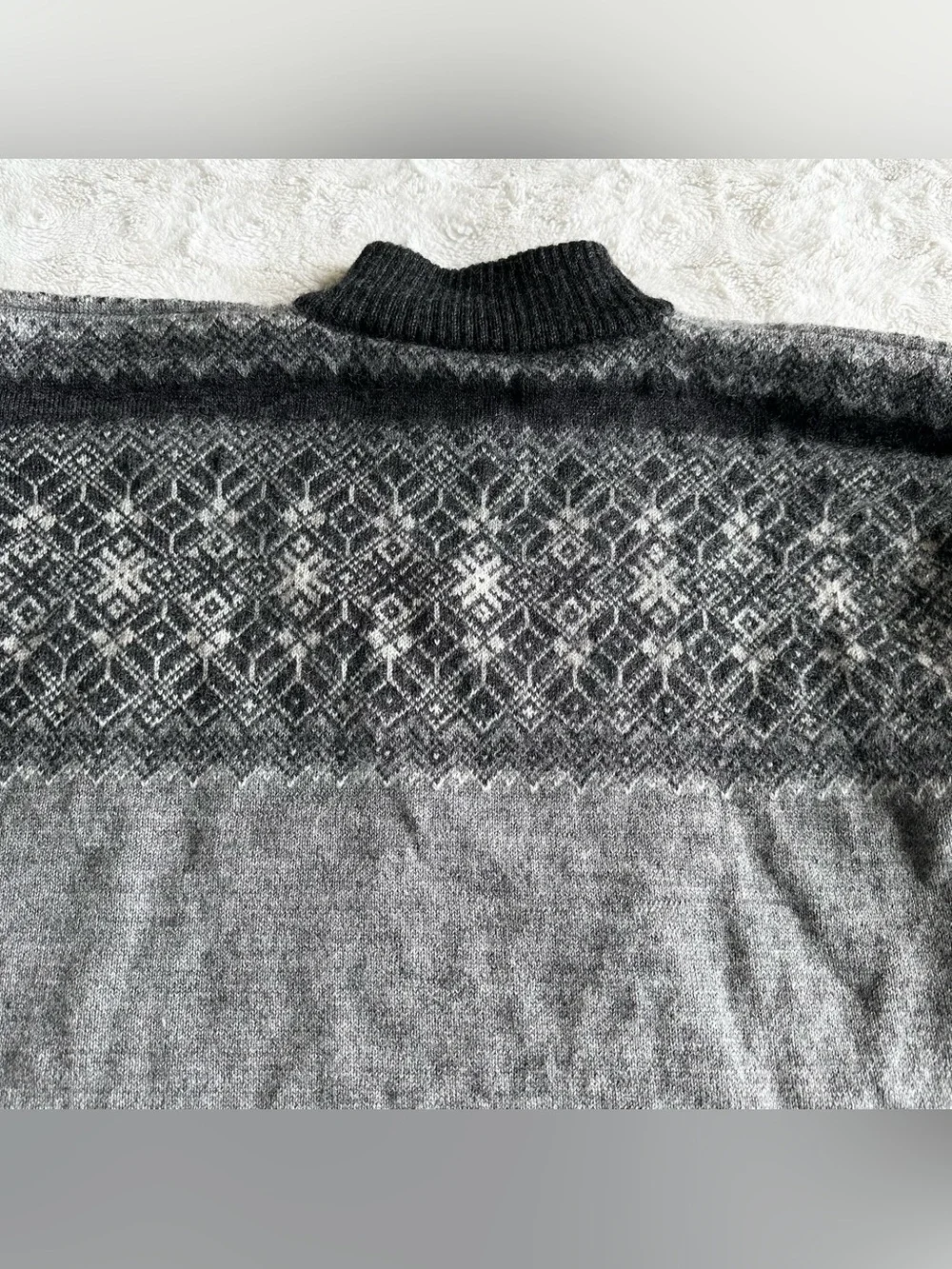 Vintage Dale of Norway Sweater Mens XL Gray Wool Fair Isle 1/4 Zip Ski Nordic